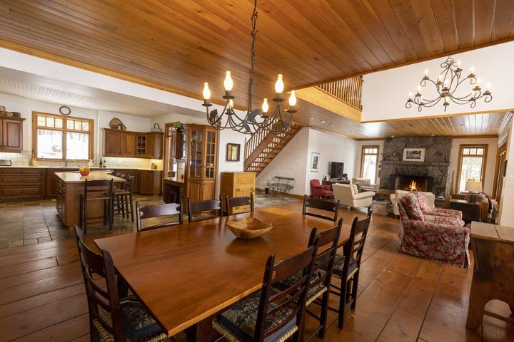 Dining table and kitchen